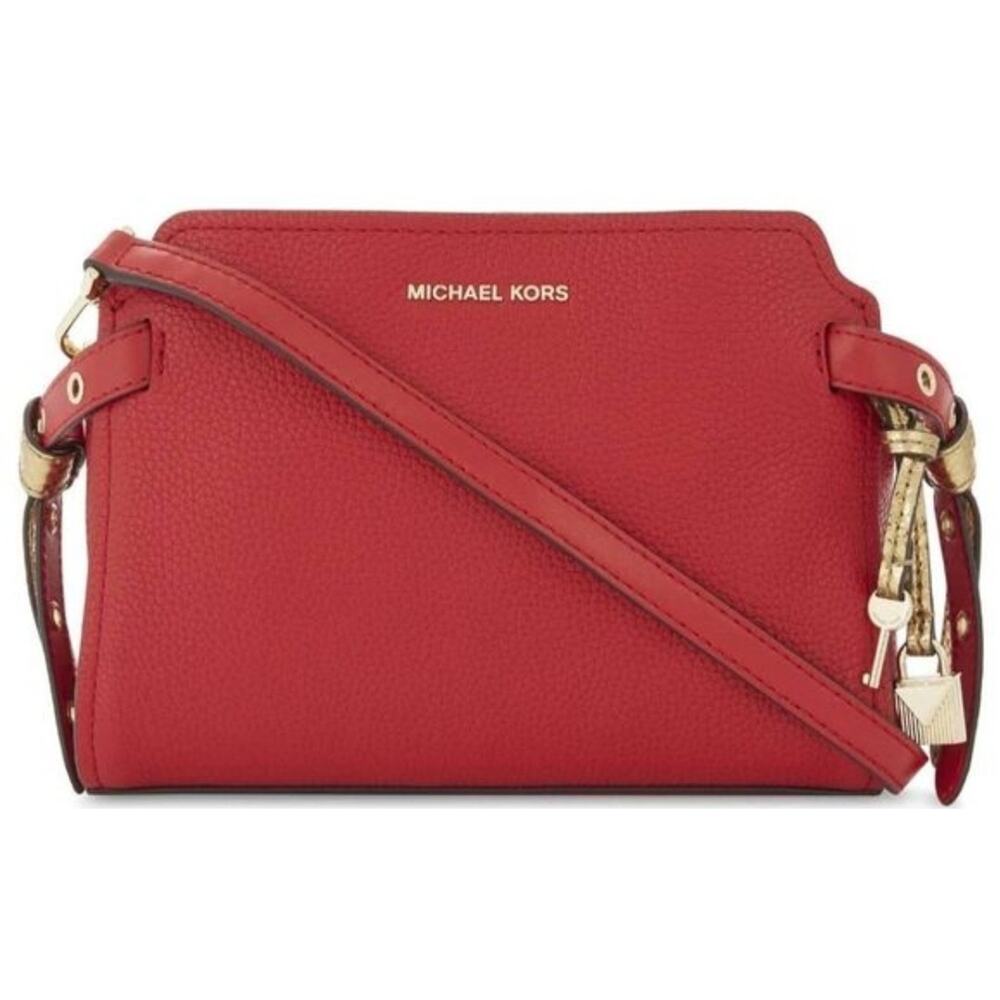 Michael Kors Bristol Medium Messenger Bag Red Leather Retails $248 Crossbody